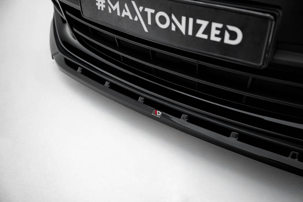 Maxton Design Street+ Spoilerlippe Front Ansatz V.1 passend für Porsche Panamera E-Hybrid / Panamera 4S 971 schwarz Hochglanz
