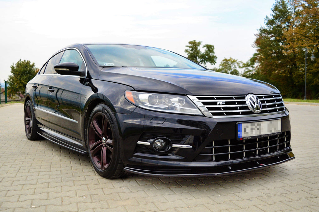 Maxton Design Street+ Spoilerlippe Front Ansatz passend für VOLKSWAGEN CC R-LINE schwarz Hochglanz