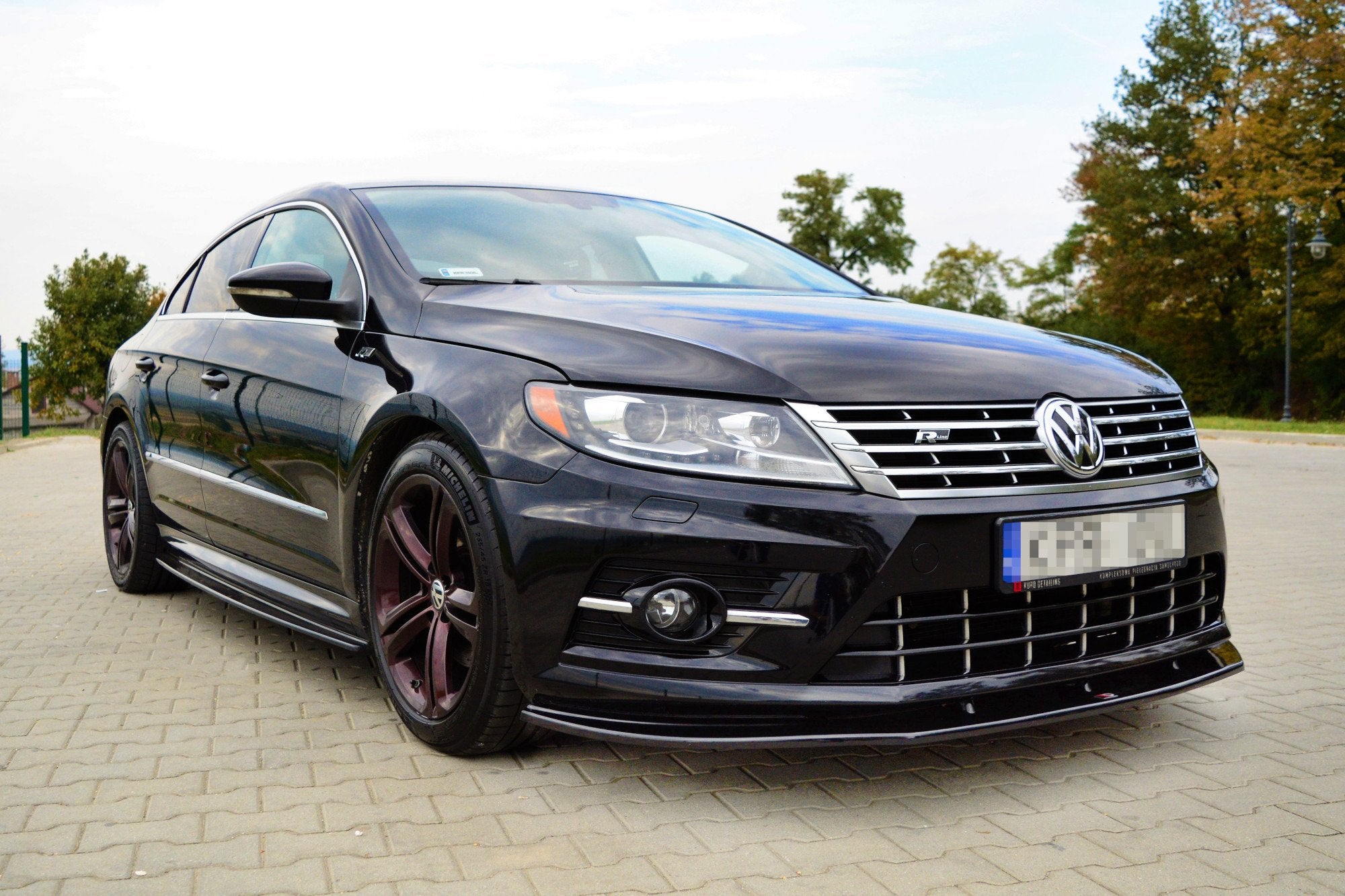 Maxton Design Street+ Spoilerlippe Front Ansatz passend für VOLKSWAGEN CC R-LINE schwarz Hochglanz