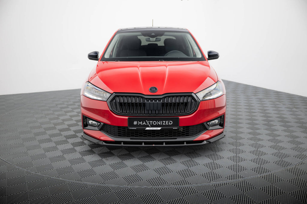 Maxton Design Street+ Spoilerlippe Front Ansatz passend für Skoda Fabia Mk4 schwarz Hochglanz
