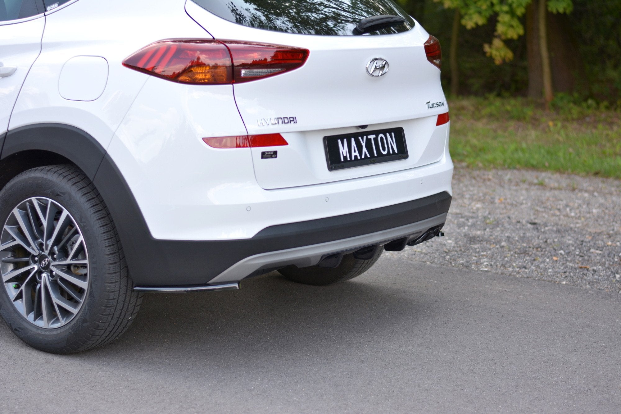 Maxton Design Heck Ansatz Flaps Diffusor passend für Hyundai Tucson Mk3 Facelift schwarz Hochglanz