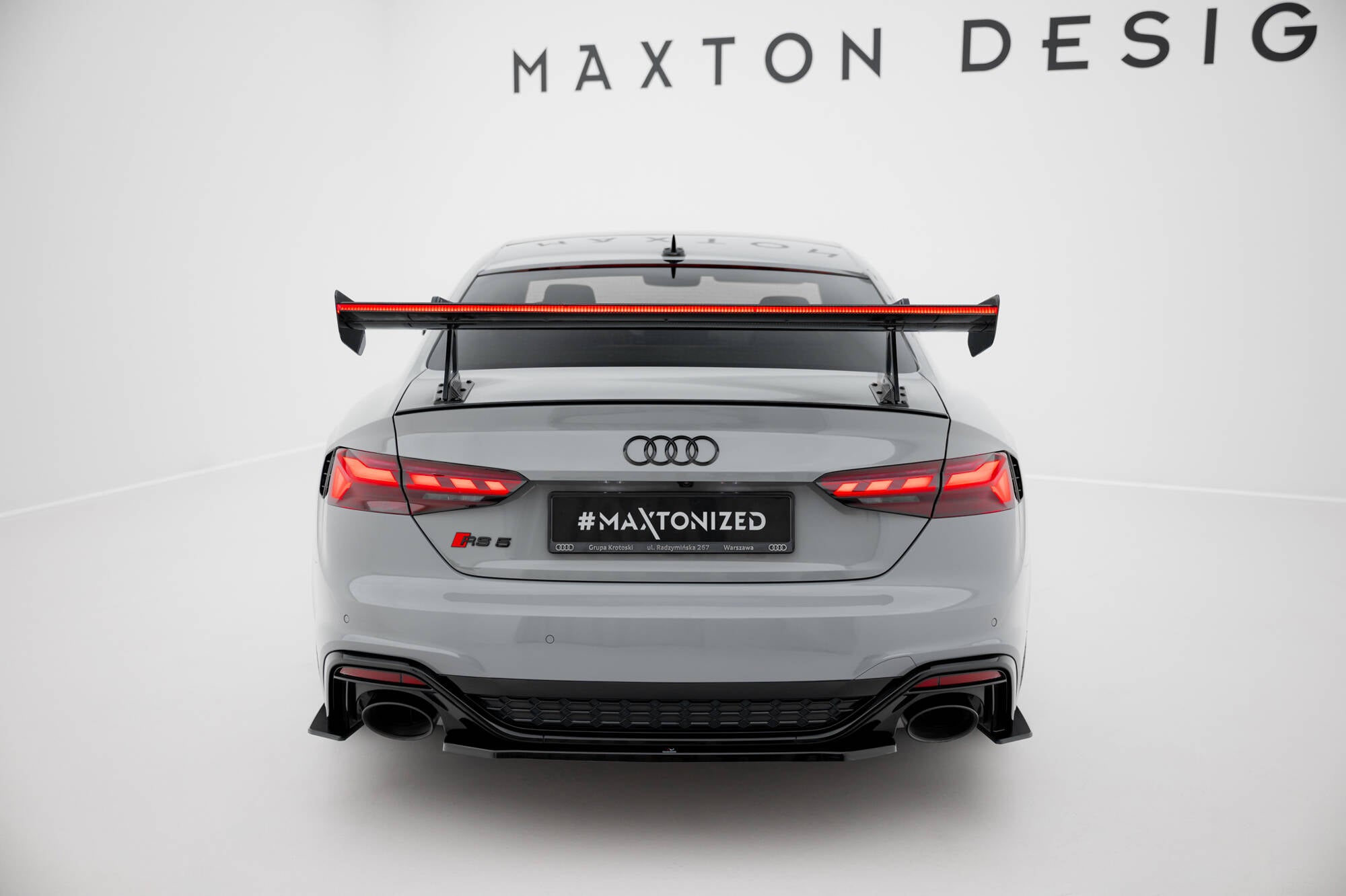 Maxton Design Carbon Spoiler With Upper Swan Mounting + LED Audi A5 / A5 S-Line / S5 / RS5 Coupe F5 / F5 Facelift für Audi A5 / S5 / RS5