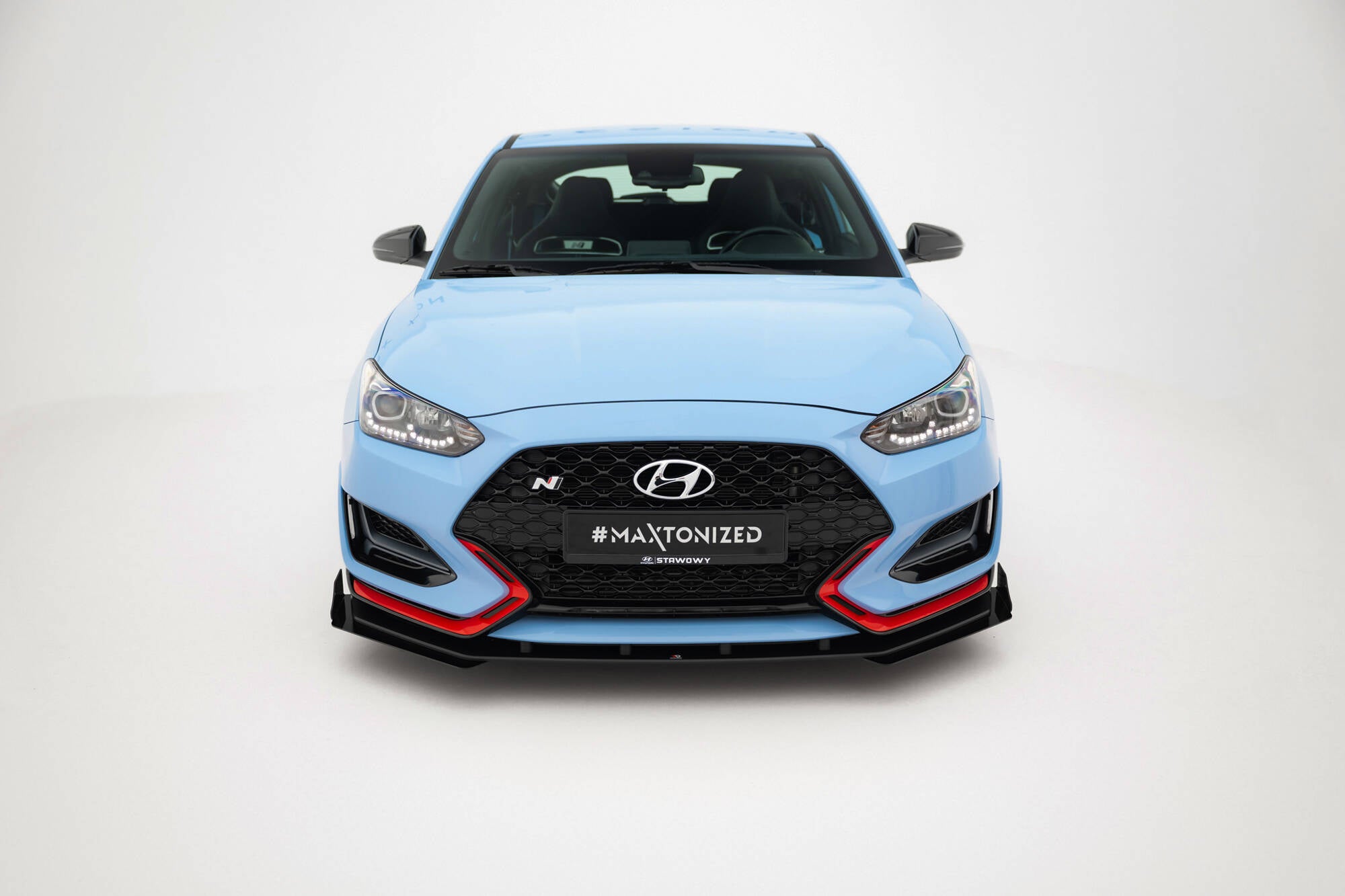 Maxton Design Street Pro Street+ Spoilerlippe Front Ansatz + Flaps passend für Hyundai Veloster N Mk2 schwarz Hochglanz