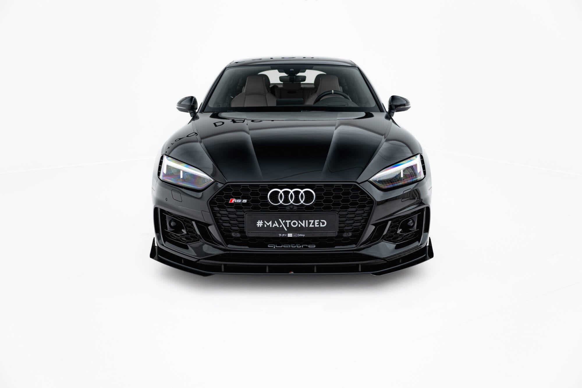 Maxton Design Street Pro Street+ Spoilerlippe Front Ansatz + Flaps passend für Audi RS5 Coupe / Sportback F5 schwarz Hochglanz