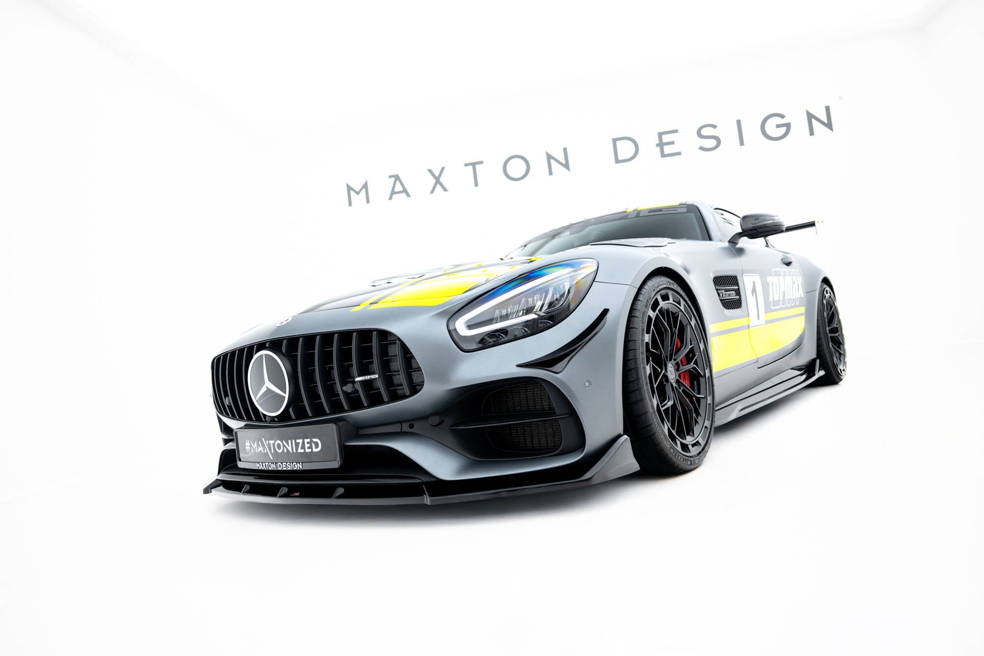 Maxton Design Street+ Spoilerlippe Front Ansatz passend für Mercedes-AMG GT C C190 Facelift schwarz Hochglanz