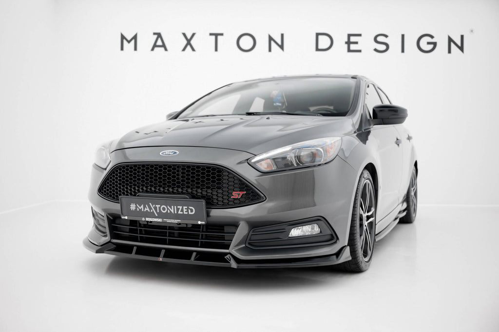 Maxton Design Street+ Spoilerlippe Front Ansatz V.6 passend für Ford Focus ST Mk3 Facelift schwarz Hochglanz