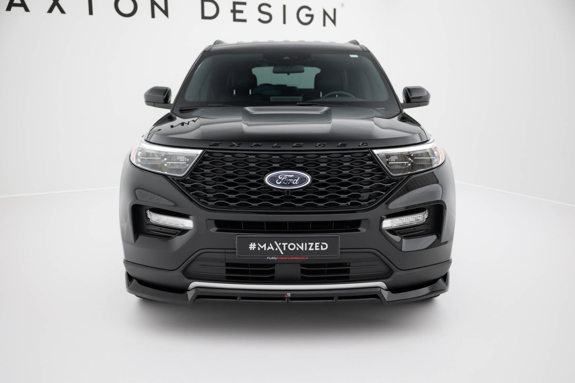 Maxton Design Street+ Spoilerlippe Front Ansatz passend für Ford Explorer XLT Mk6 schwarz Hochglanz