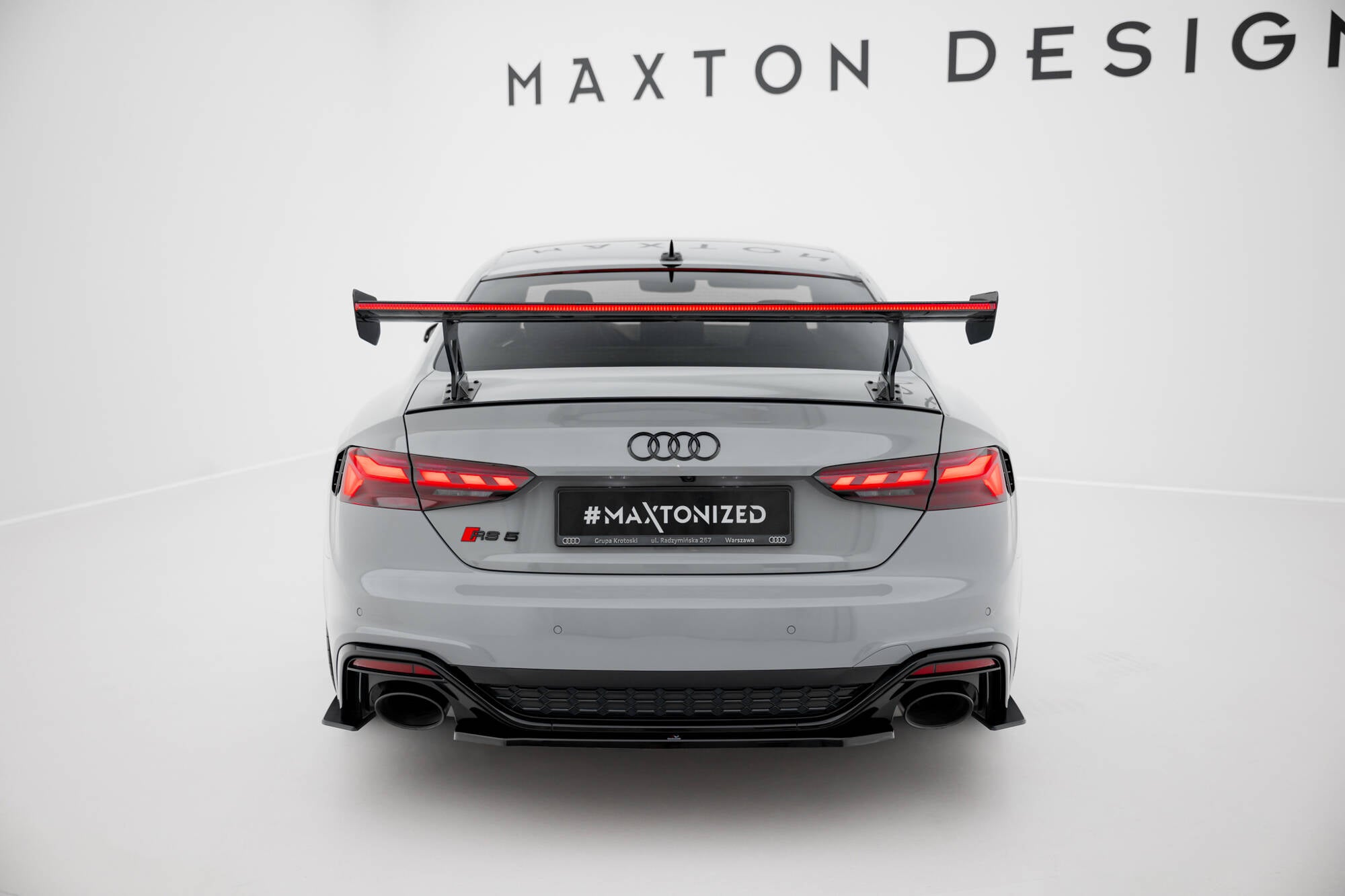 Maxton Design Carbon Spoiler With External Brackets Uprights V.1 + LED Audi A5 / A5 S-Line / S5 / RS5 Coupe F5 / F5 Facelift für Audi A5 / S5 / RS5