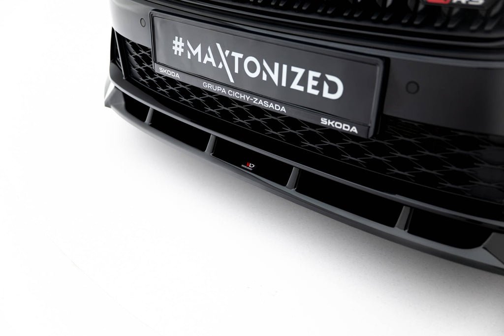 Maxton Design Street+ Spoilerlippe Front Ansatz V.2 passend für Skoda Octavia RS Liftback / Combi Mk4 Facelift schwarz Hochglanz