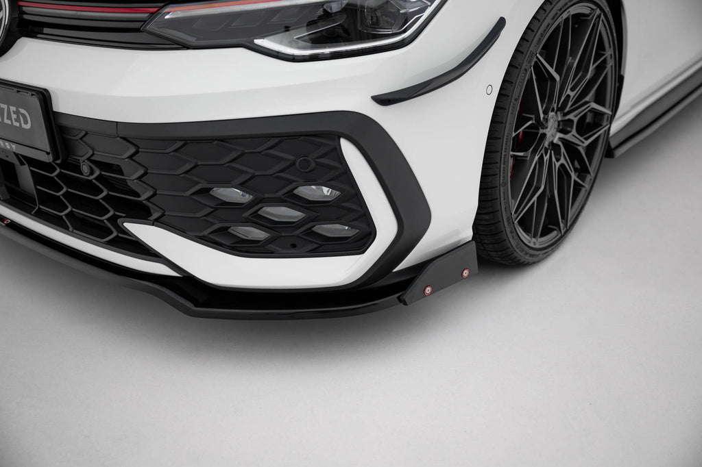 Maxton Design Street+ Spoilerlippe Front Ansatz V.3 + Flaps passend für VW Golf GTI / GTE / R-Line Mk8 Facelift