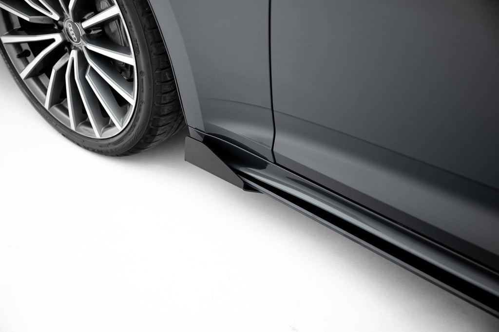 Maxton Design Street Pro Street+ Seitenschweller Leisten + Flaps passend für Audi A5 Sportback F5 Facelift schwarz Hochglanz