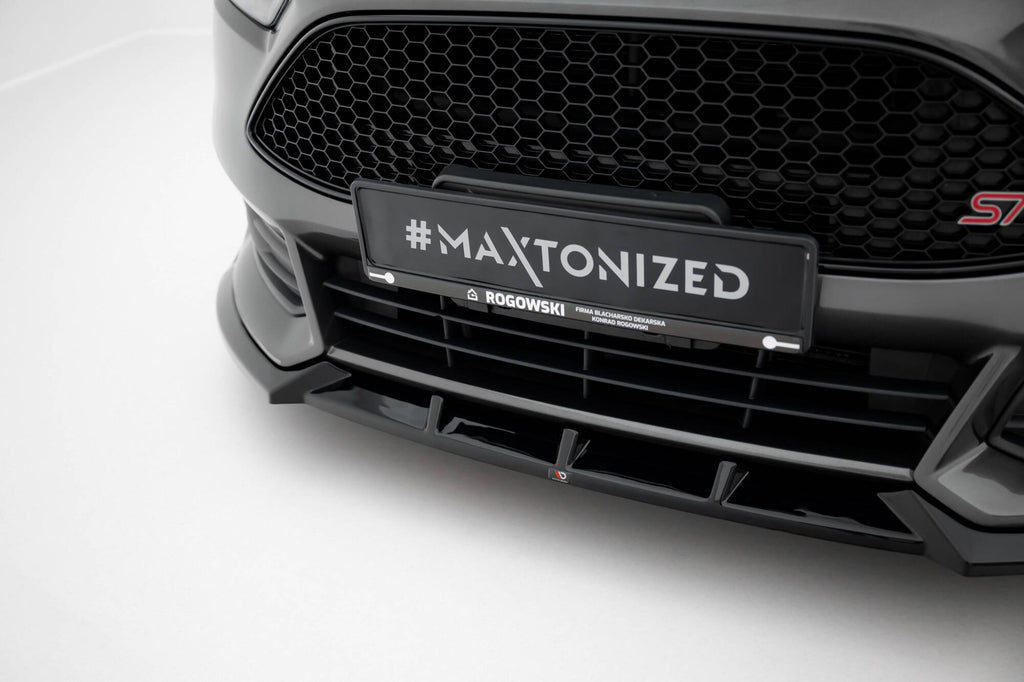 Maxton Design Street+ Spoilerlippe Front Ansatz V.6 passend für Ford Focus ST Mk3 Facelift schwarz Hochglanz