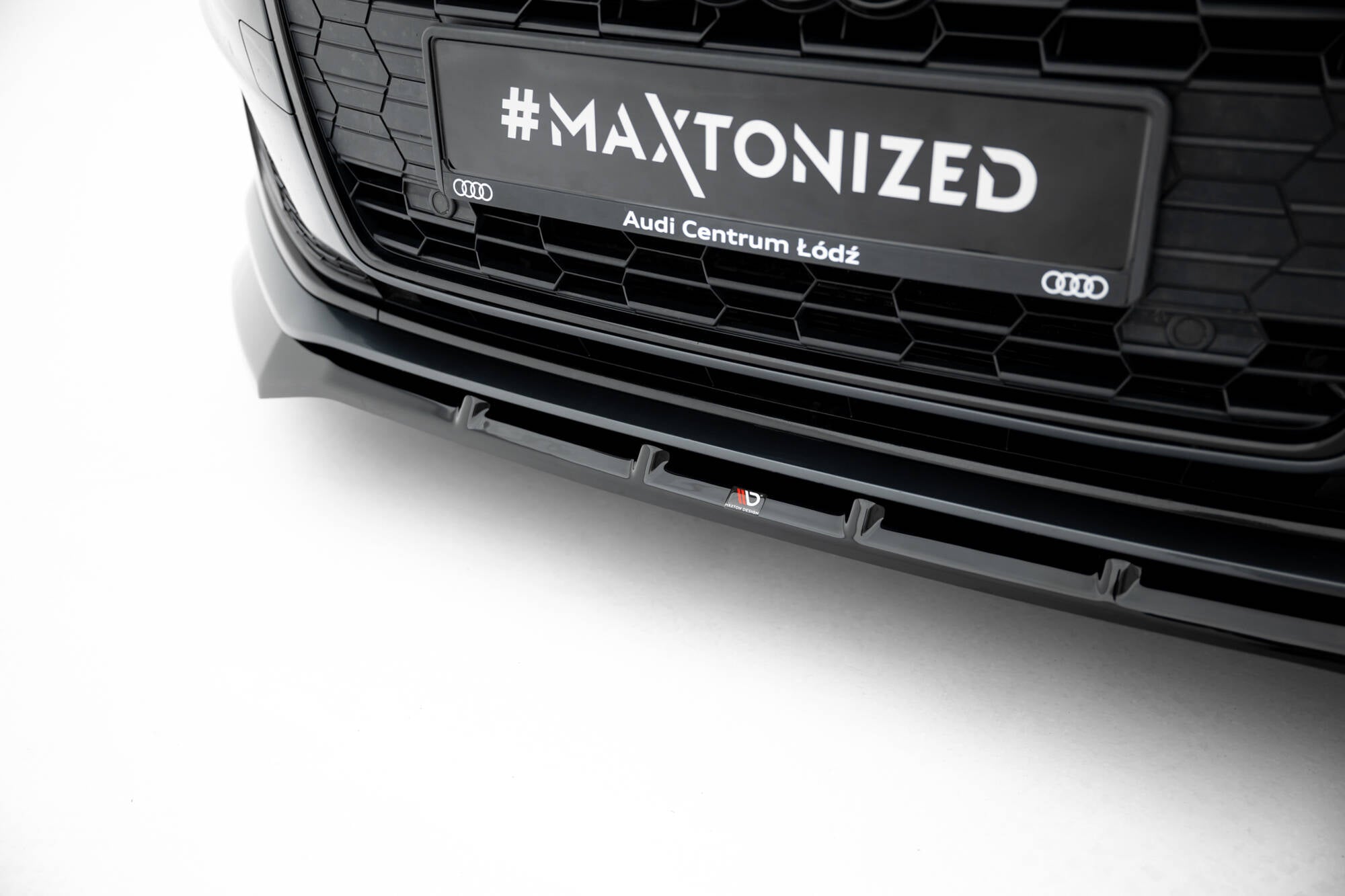 Maxton Design Street+ Spoilerlippe Front Ansatz passend für V.2 Audi A5 F5 Facelift schwarz Hochglanz