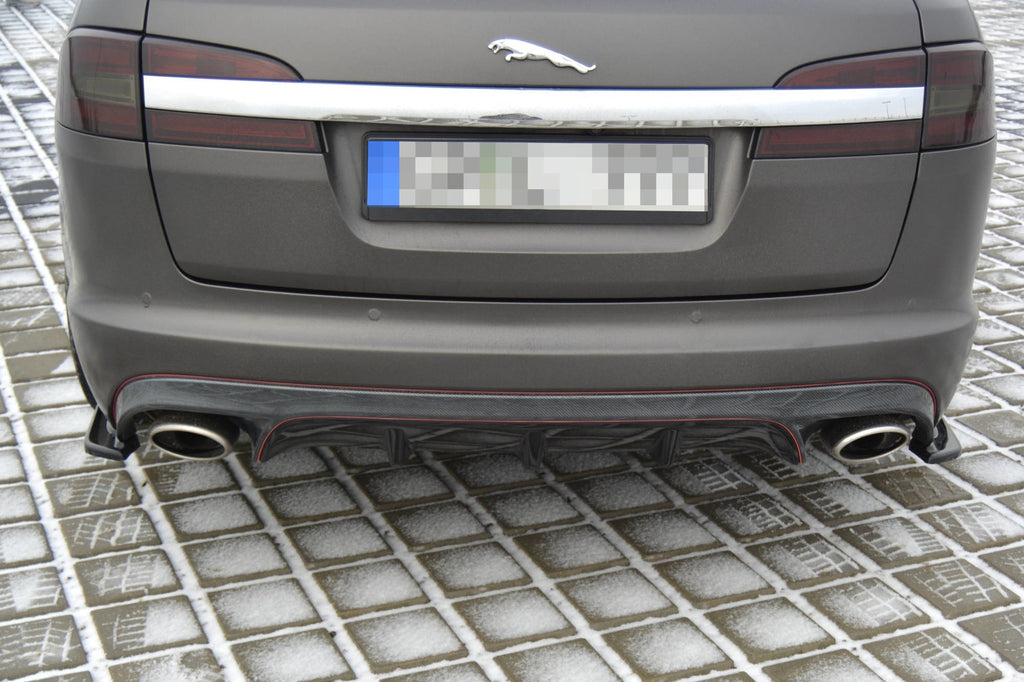 Maxton Design Heck Ansatz Flaps Diffusor passend für JAGUAR XF (X250) MK1 SPORTBRAKE S-PACK schwarz Hochglanz