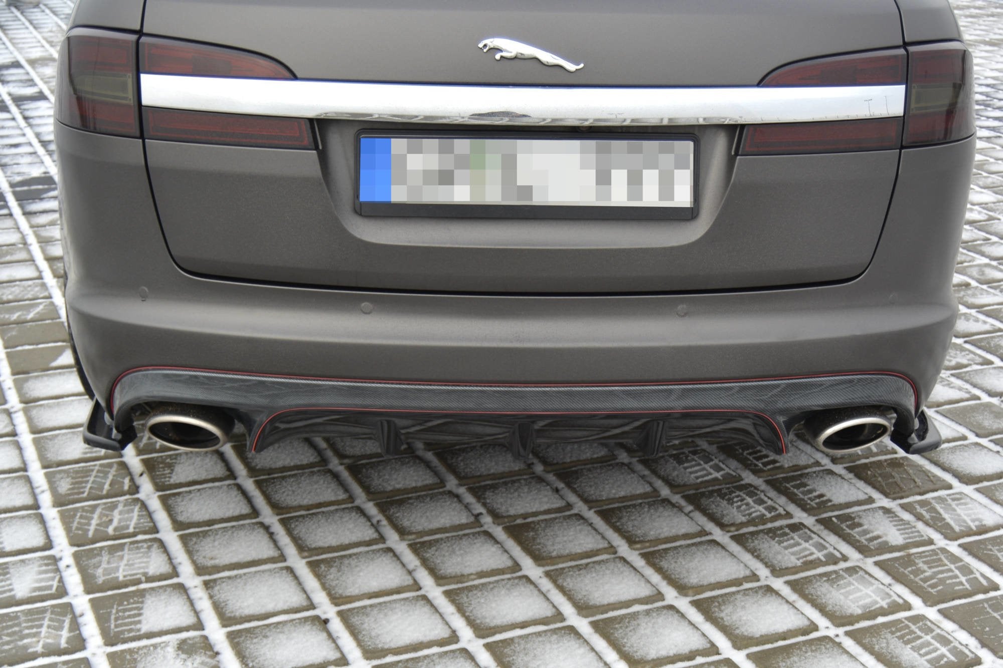 Maxton Design Heck Ansatz Flaps Diffusor passend für JAGUAR XF (X250) MK1 SPORTBRAKE S-PACK schwarz Hochglanz