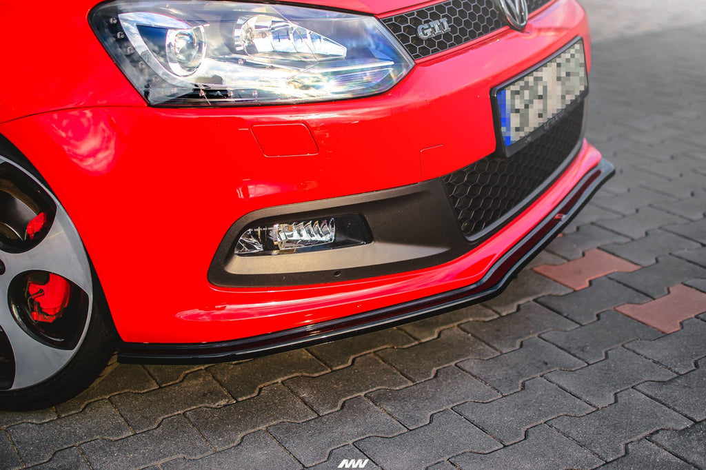Maxton Design Street+ Spoilerlippe Front Ansatz V.2 passend für VW Polo GTI Mk5 schwarz Hochglanz