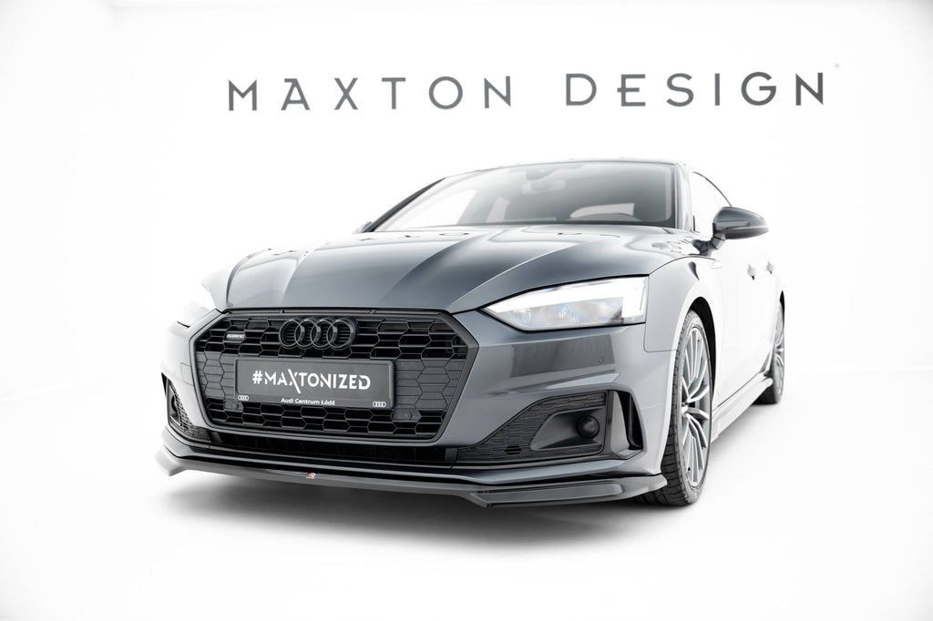 Maxton Design Street+ Spoilerlippe Front Ansatz passend für V.2 Audi A5 F5 Facelift schwarz Hochglanz