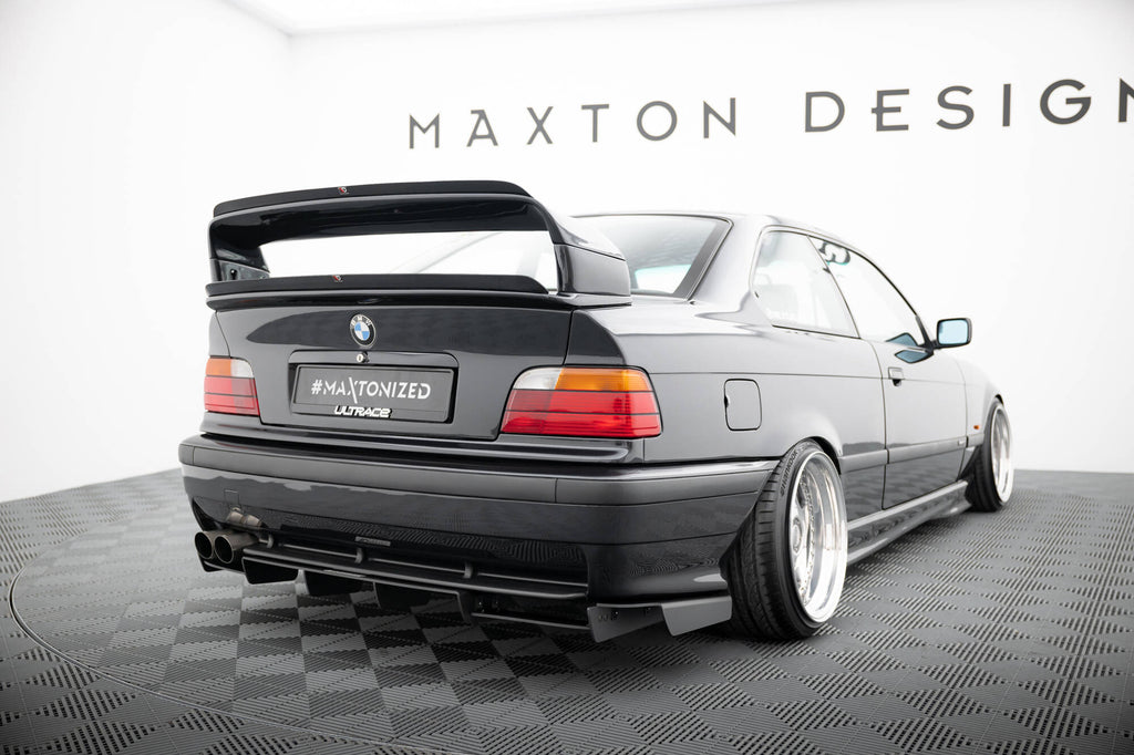 Maxton Design OBERER Spoiler CAP passend für BMW M3 / 3 M-Paket E36 Coupe GT Klasse schwarz Hochglanz