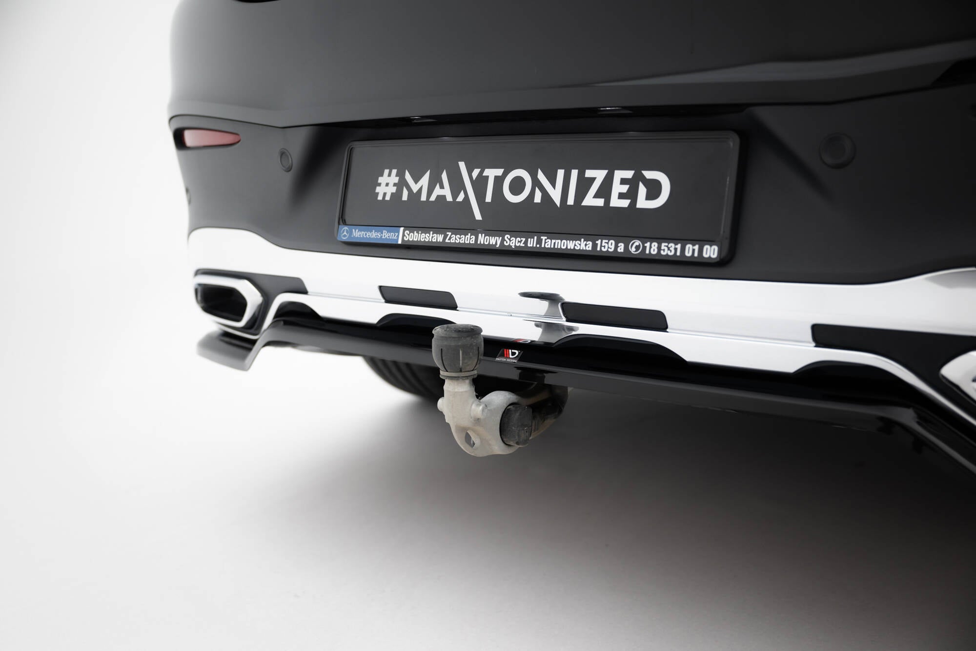 Maxton Design Street+ Mittlerer Diffusor RACE passend für Mercedes-Benz GLC Coupe AMG-Line C254 schwarz Hochglanz