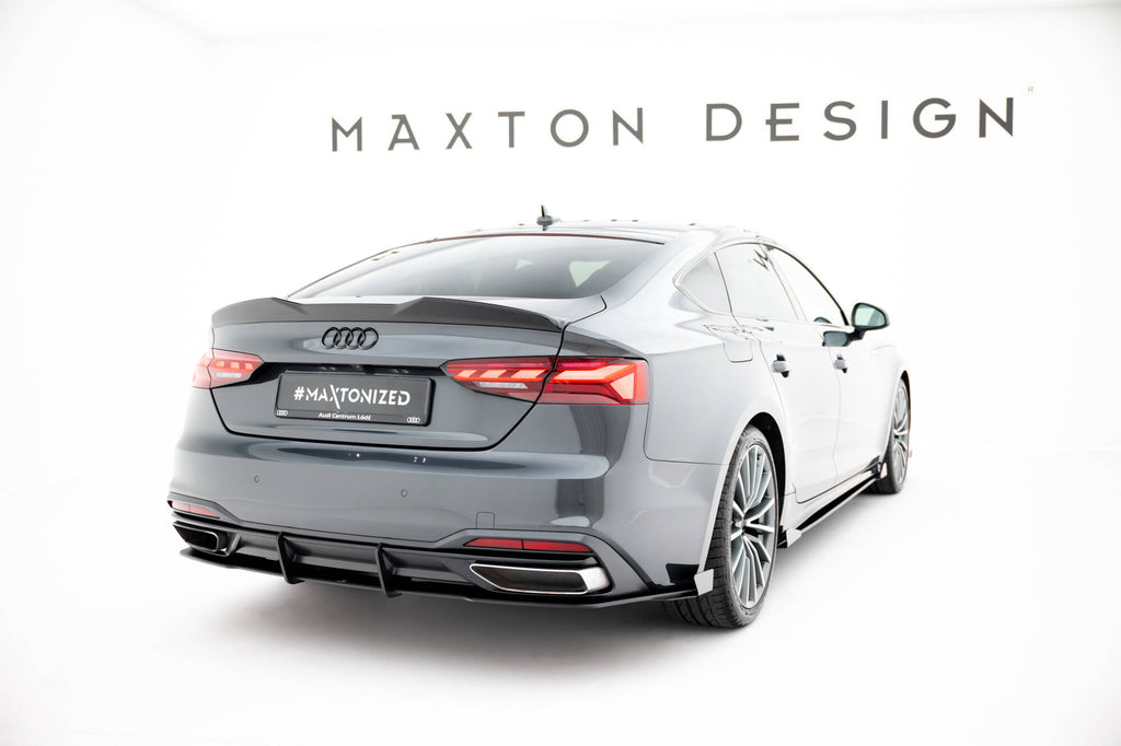 Maxton Design Street Pro Heckschürze + Flaps passend für Audi A5 F5 Facelift schwarz Hochglanz