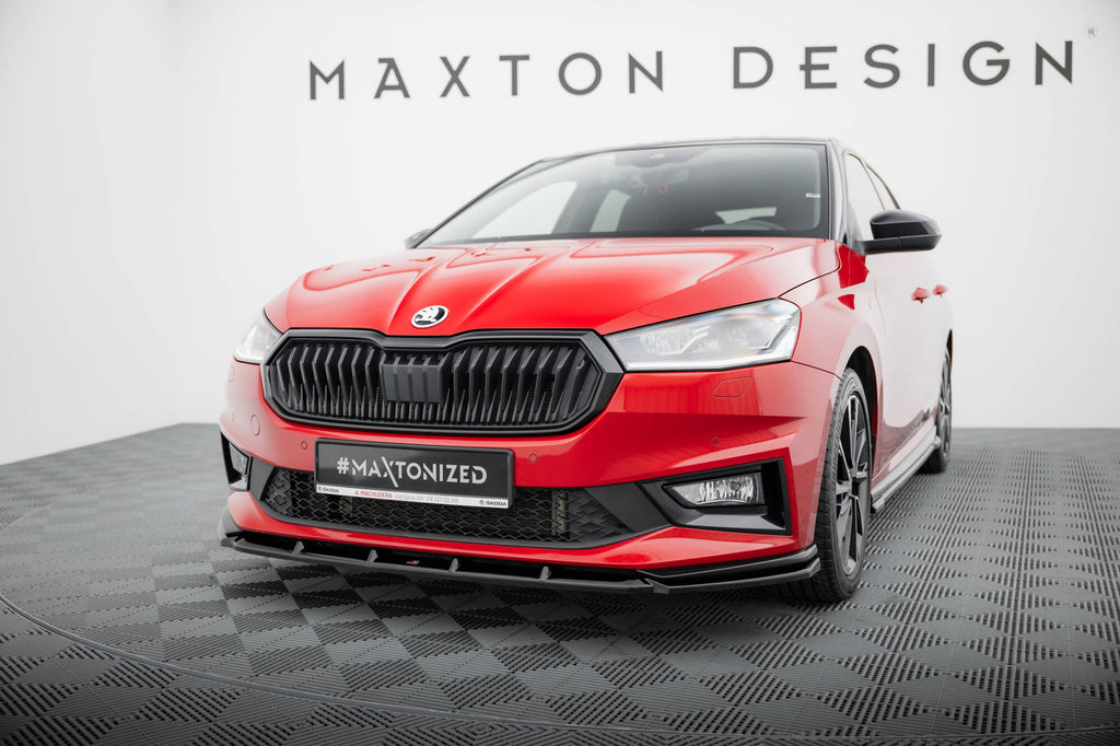 Maxton Design Street+ Spoilerlippe Front Ansatz passend für Skoda Fabia Monte Carlo Mk4 schwarz Hochglanz