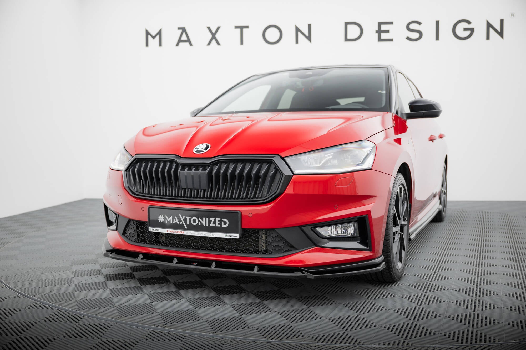 Maxton Design Street+ Spoilerlippe Front Ansatz passend für Skoda Fabia Monte Carlo Mk4 schwarz Hochglanz