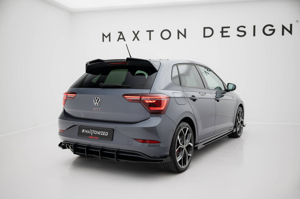 Maxton Design Street Pro Heckschürze + Flaps passend für VW Polo GTI Mk6 Facelift schwarz Hochglanz