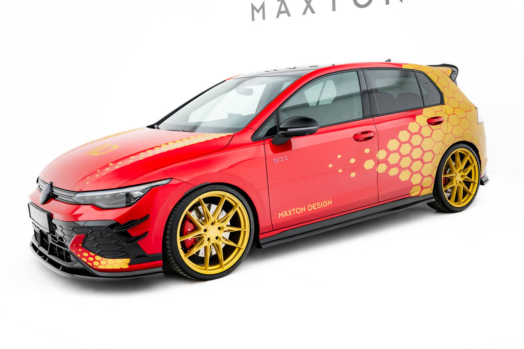 Maxton Design Street+ Seitenschweller Leisten V.2 passend für VW Golf GTI Clubsport Mk8 Facelift schwarz Hochglanz