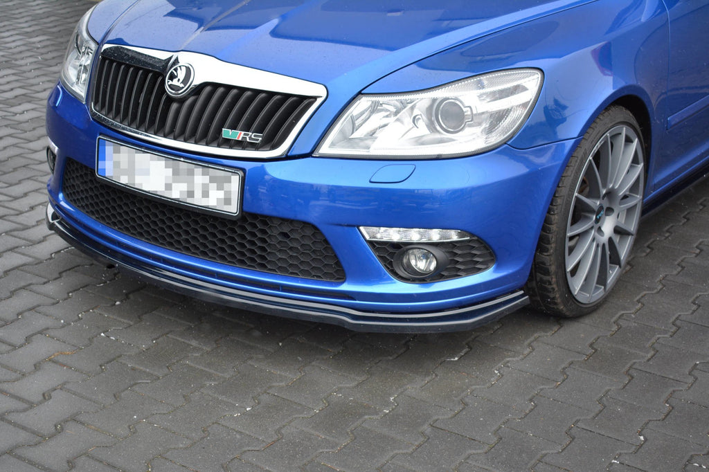 Maxton Design Street+ Spoilerlippe Front Ansatz V.2 passend für Skoda Octavia RS Mk2 FL schwarz Hochglanz