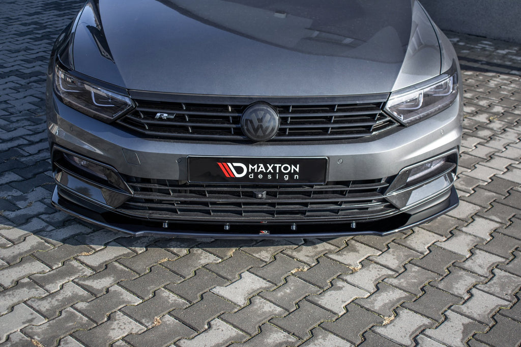Maxton Design Street+ Spoilerlippe Front Ansatz V.1 passend für VW Passat R-Line B8 schwarz Hochglanz