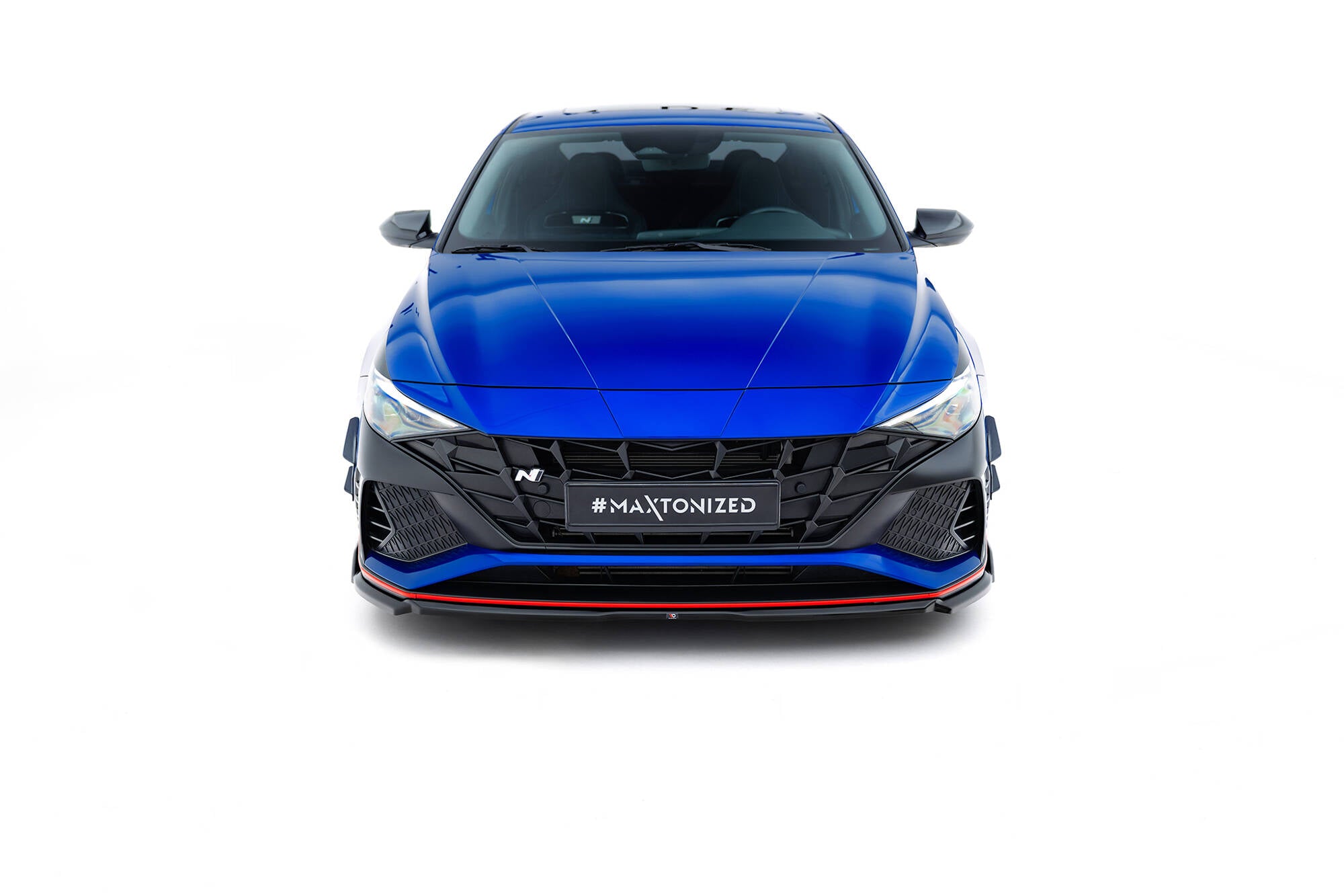 Maxton Design Street+ Spoilerlippe Front Ansatz V.1 passend für Hyundai Elantra N Mk7 schwarz Hochglanz
