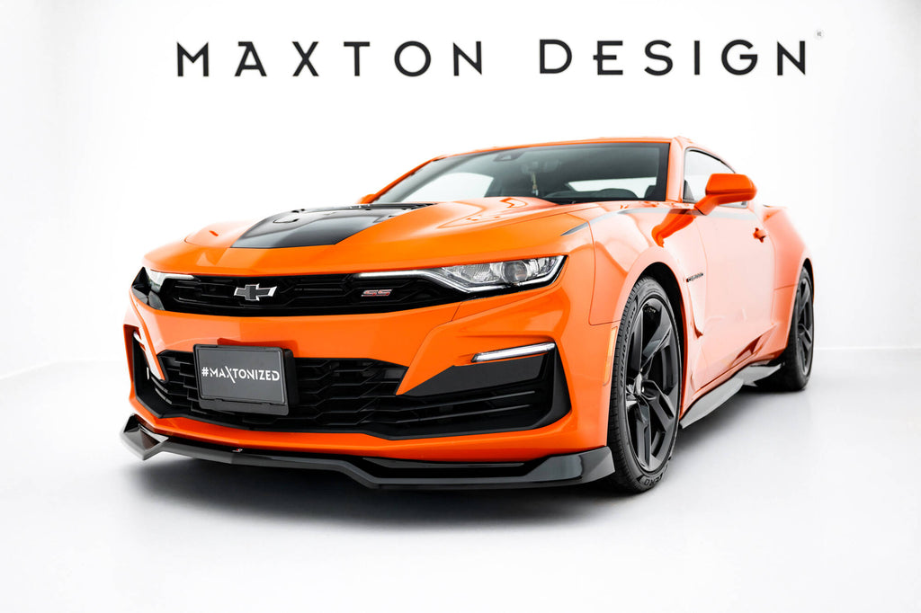 Maxton Design Street+ Spoilerlippe Front Ansatz V.1 passend für Chevrolet Camaro SS Mk6 Facelift schwarz Hochglanz