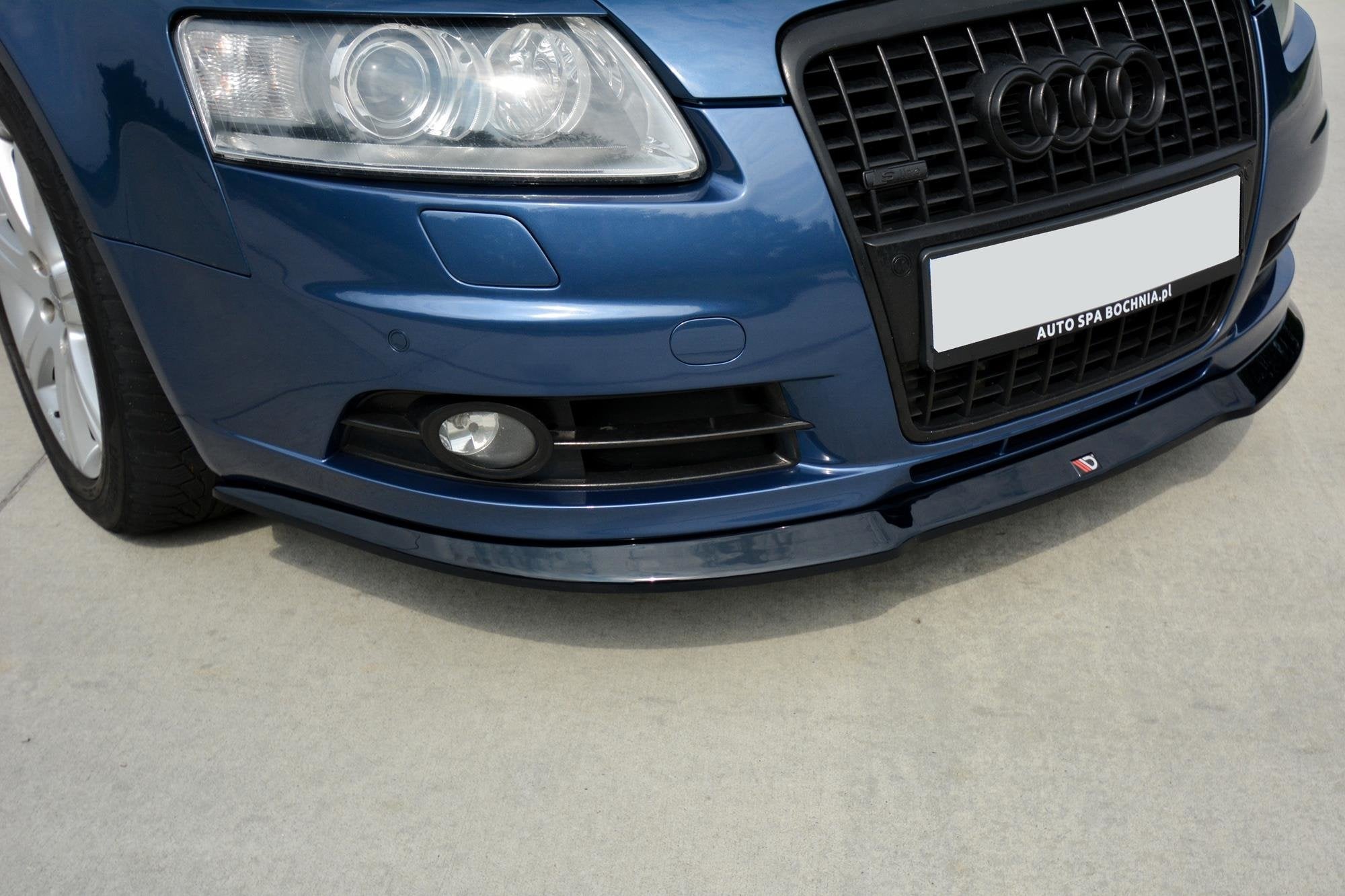 Maxton Design Street+ Spoilerlippe Front Ansatz passend für Audi A6 S-Line C6 schwarz Hochglanz