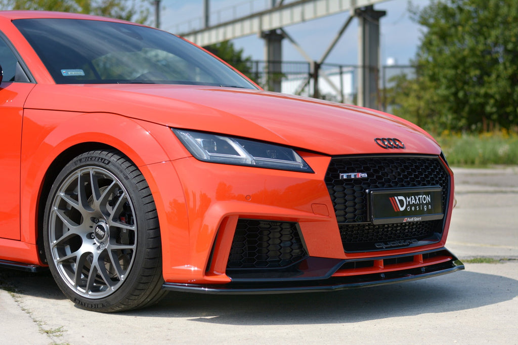 Maxton Design Street+ Spoilerlippe Front Ansatz V.1 passend für Audi TT RS 8S schwarz Hochglanz