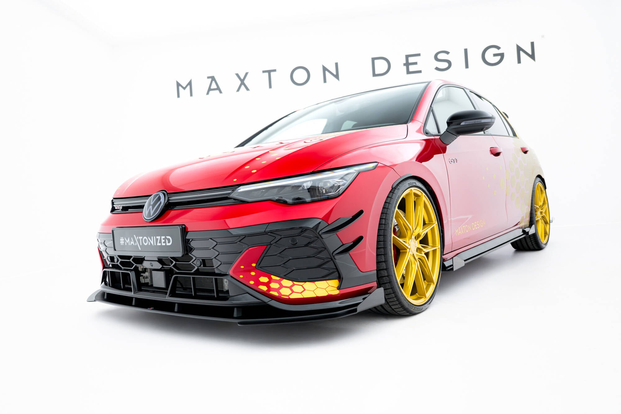 Maxton Design Street Pro Street+ Spoilerlippe Front Ansatz + Flaps passend für VW Golf GTI Clubsport Mk8 Facelift schwarz Hochglanz