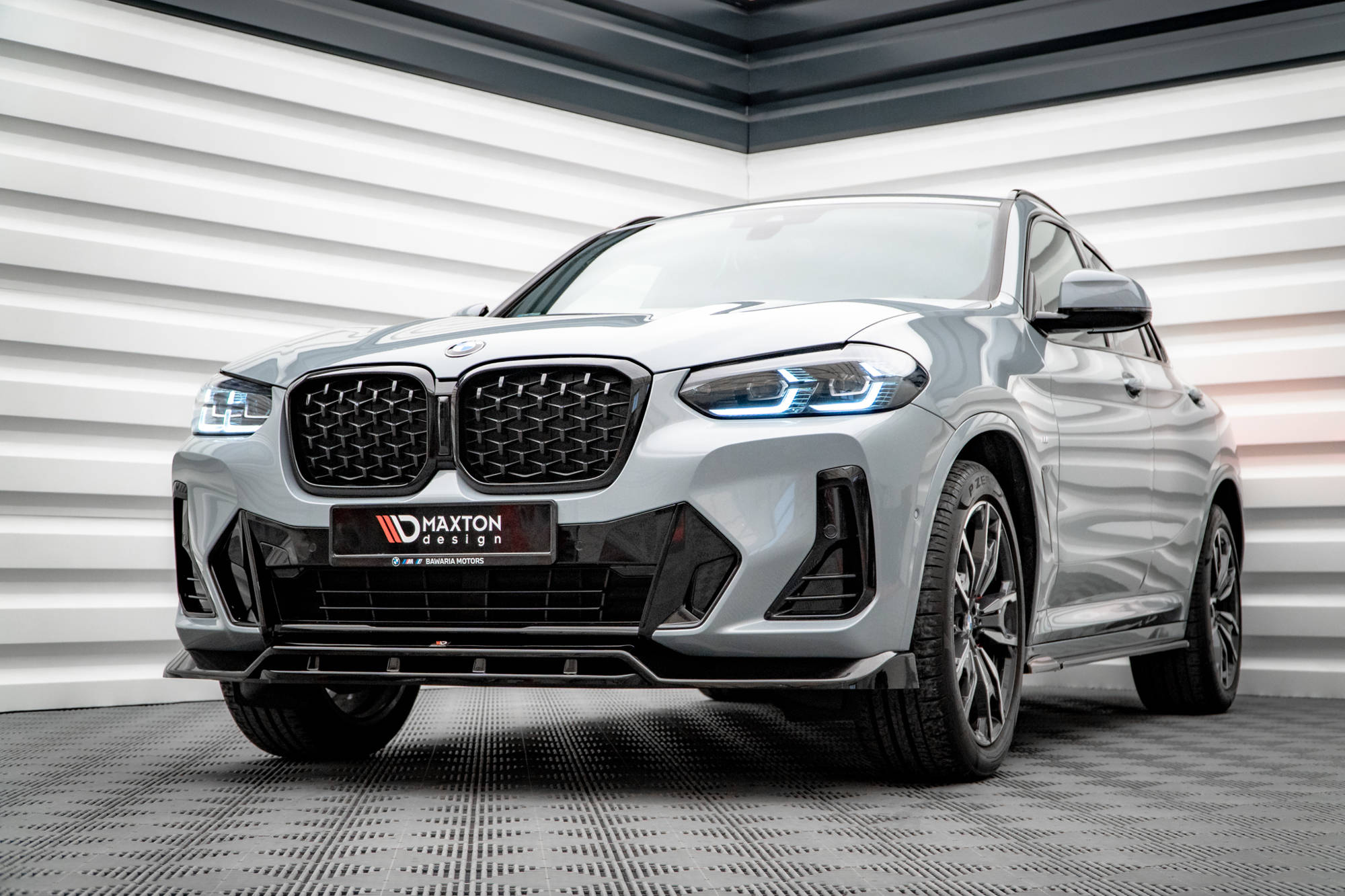 Maxton Design Street+ Spoilerlippe Front Ansatz V.1 passend für BMW X4 M-Paket G02 Facelift schwarz Hochglanz