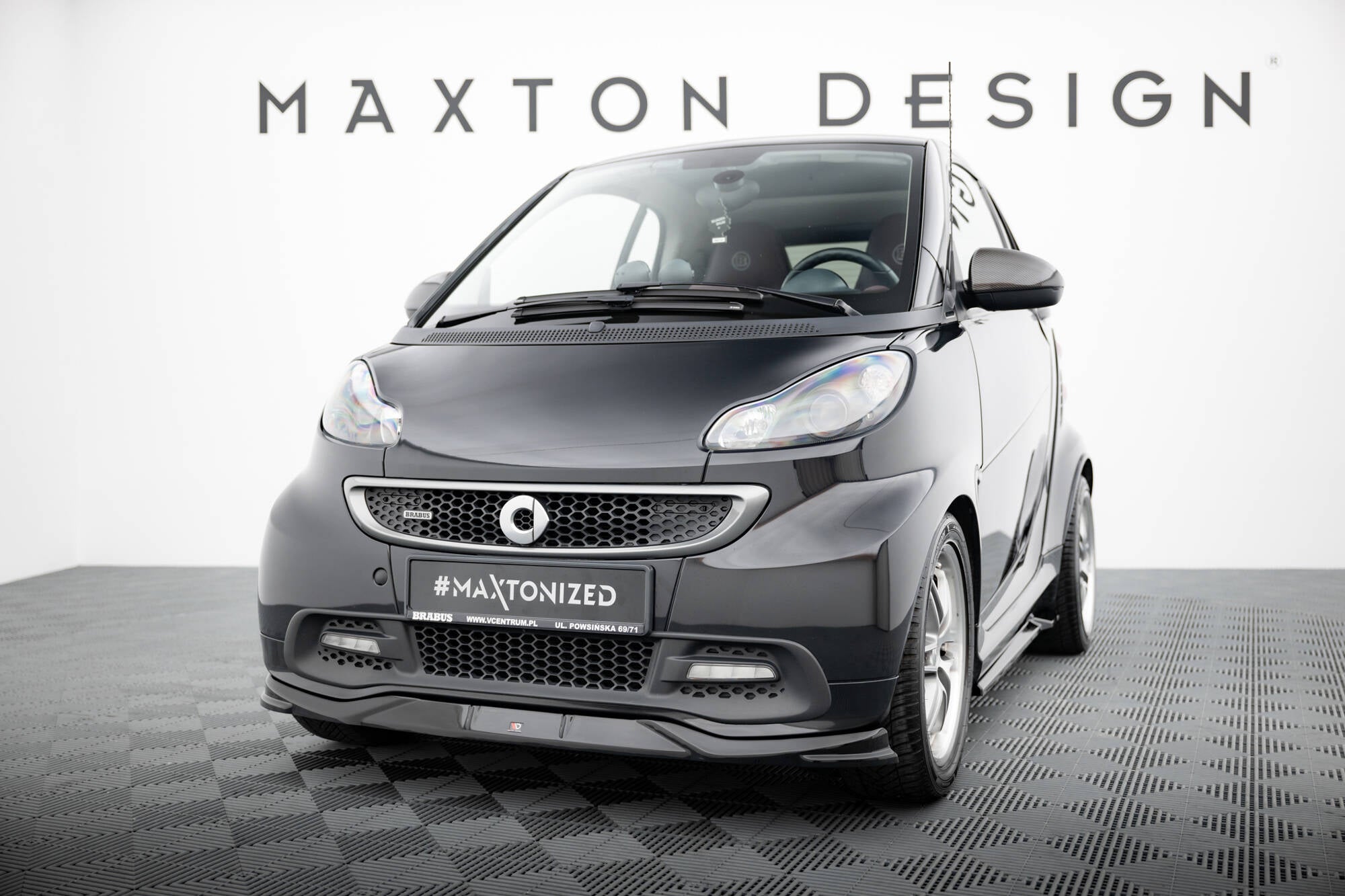 Maxton Design Street+ Spoilerlippe Front Ansatz passend für Brabus Smart Fortwo C451 Facelift schwarz Hochglanz
