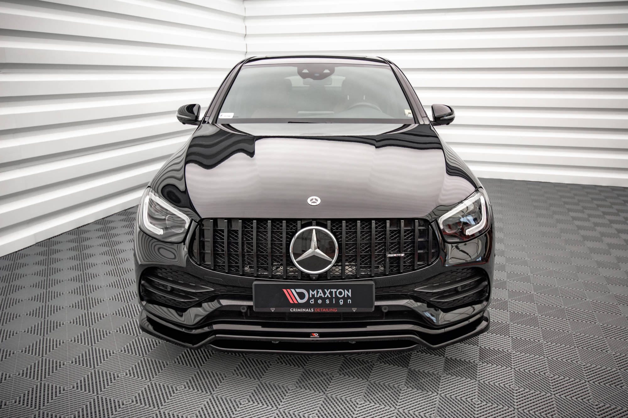 Maxton Design Street+ Spoilerlippe Front Ansatz passend für Mercedes-AMG GLC 43 / AMG-Line SUV X253 Facelift schwarz Hochglanz
