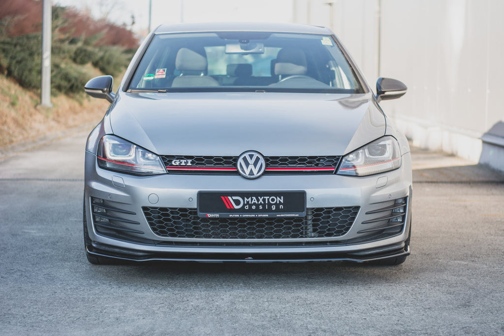 Maxton Design Street+ Spoilerlippe Front Ansatz V.2 passend für VW Golf GTI / GTD Mk7 schwarz Hochglanz