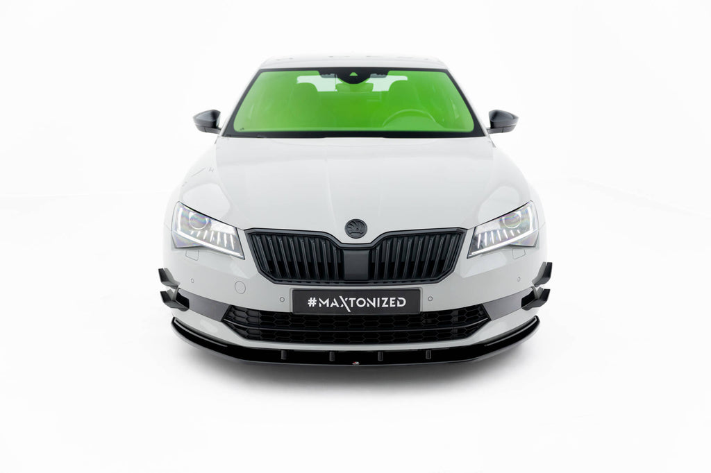 Maxton Design Street+ Spoilerlippe Front Ansatz V.3 passend für Skoda Superb Liftback / Combi Mk3 schwarz Hochglanz