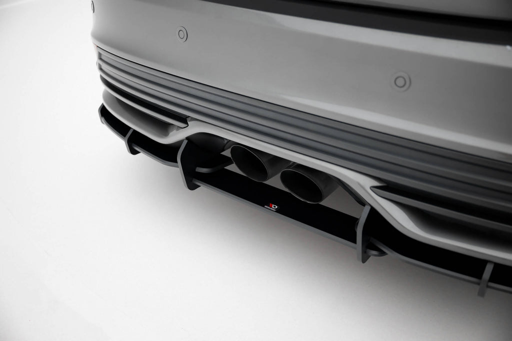 Maxton Design Street Pro Heckschürze + Flaps passend für Ford Focus ST Mk3 Facelift schwarz Hochglanz