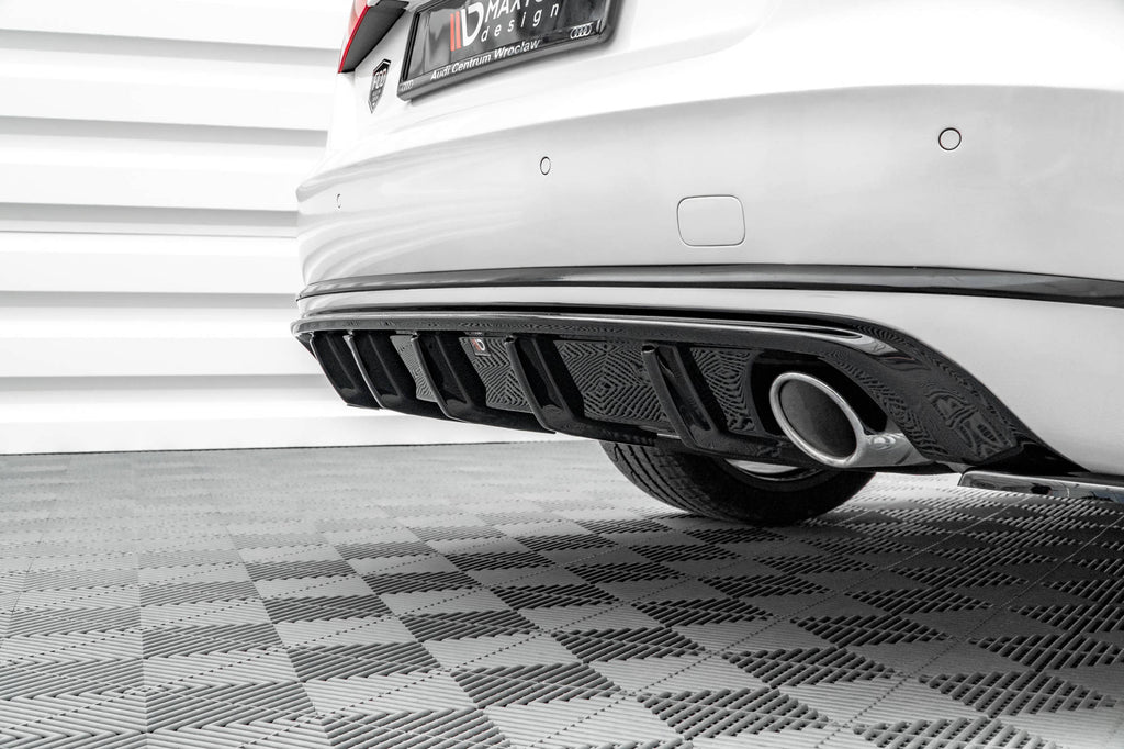 Maxton Design Diffusor Heck Ansatz passend für Audi A8 D4 schwarz Hochglanz