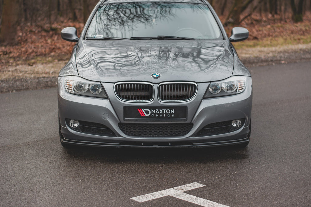 Maxton Design Street+ Spoilerlippe Front Ansatz V.2 passend für BMW 3er E90/E91 Facelift schwarz Hochglanz