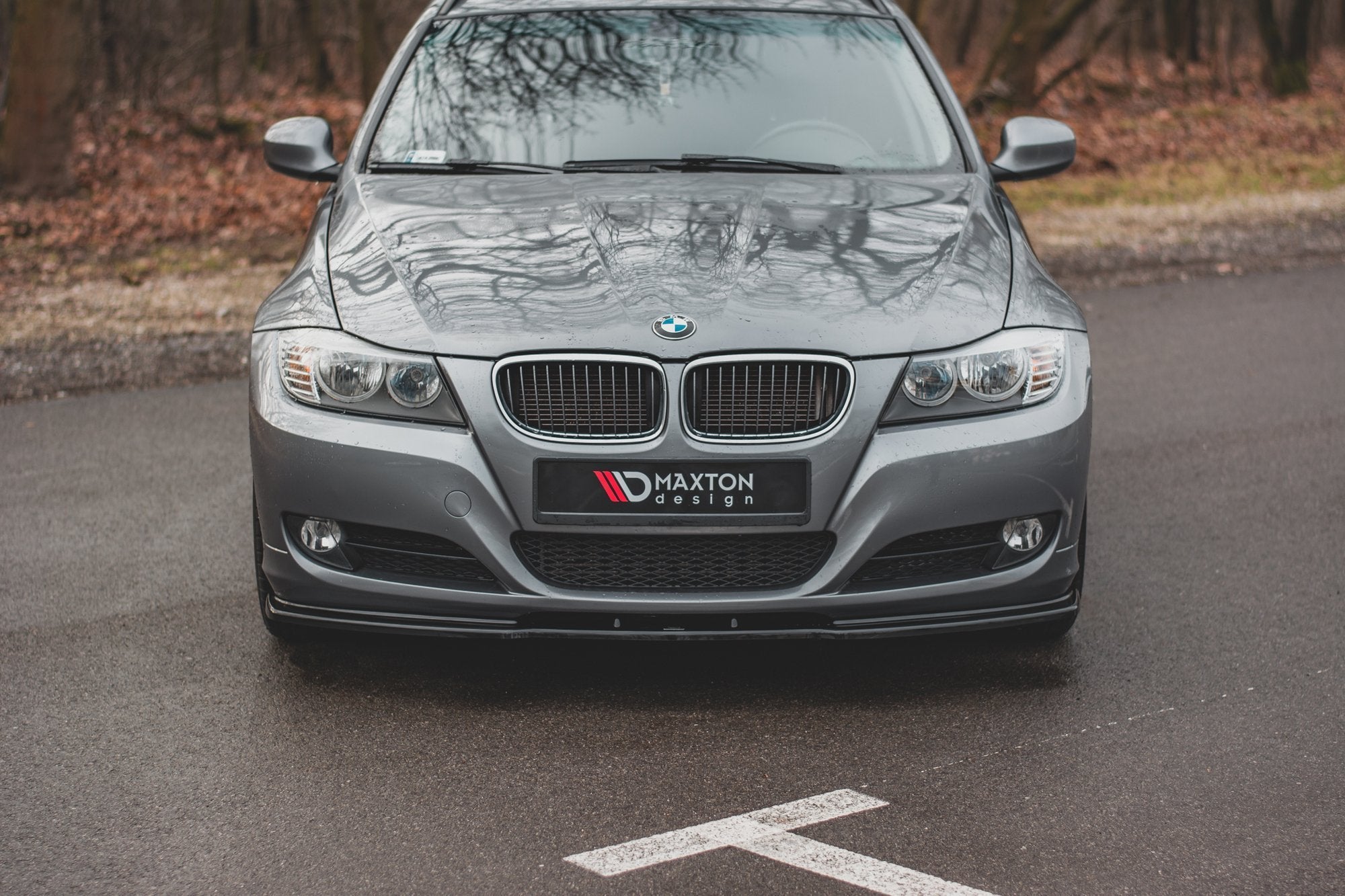 Maxton Design Street+ Spoilerlippe Front Ansatz V.2 passend für BMW 3er E90/E91 Facelift schwarz Hochglanz