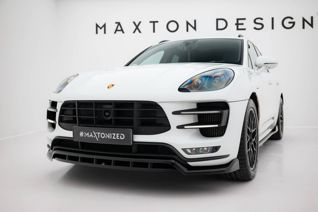 Maxton Design Street+ Spoilerlippe Front Ansatz passend für Porsche Macan Turbo Mk1 schwarz Hochglanz