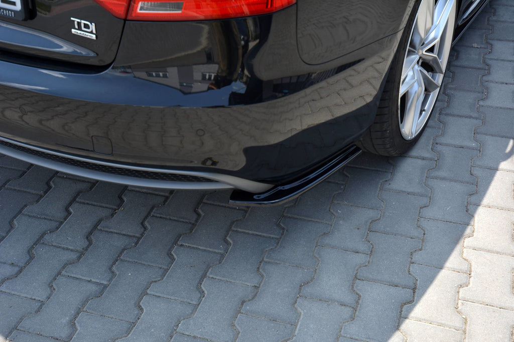 Maxton Design Heck Ansatz Flaps Diffusor passend für Audi A5 S-Line 8T FL Sportback schwarz Hochglanz