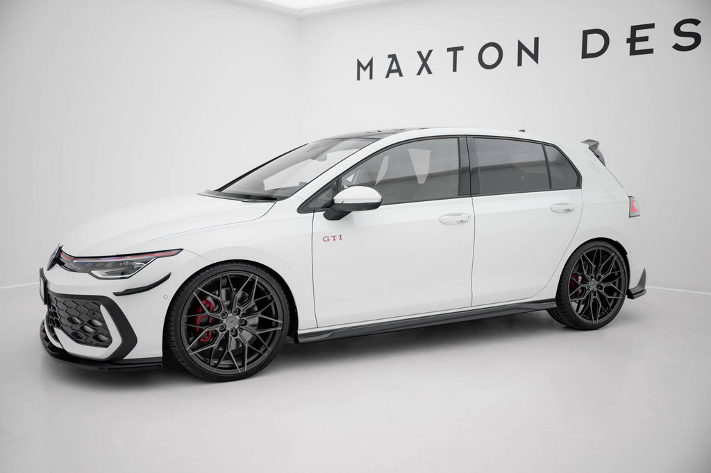 Maxton Design Street+ Seitenschweller Leisten passend für V.3 passend für VW Golf GTI / GTE / GTI Clubsport / GTD / R-Line Mk8 schwarz Hochglanz