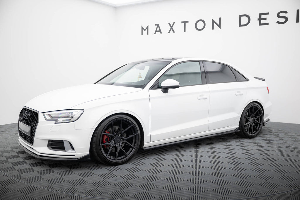 Maxton Design Street+ Seitenschweller Leisten passend für Audi A3 Limousine 8V schwarz Hochglanz