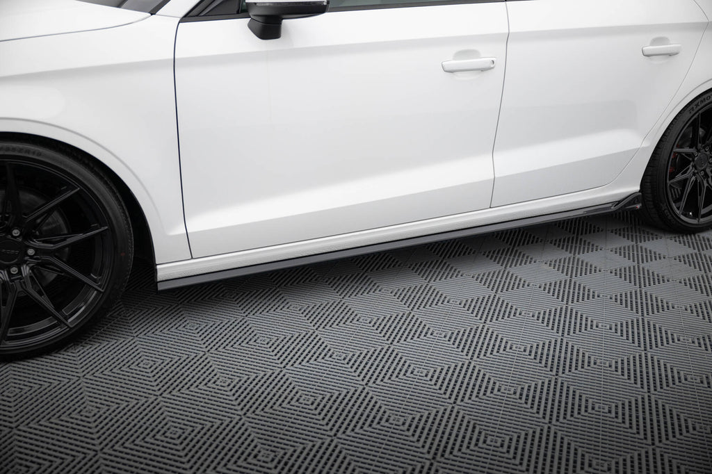 Maxton Design Street+ Seitenschweller Leisten passend für Audi A3 Limousine 8V schwarz Hochglanz