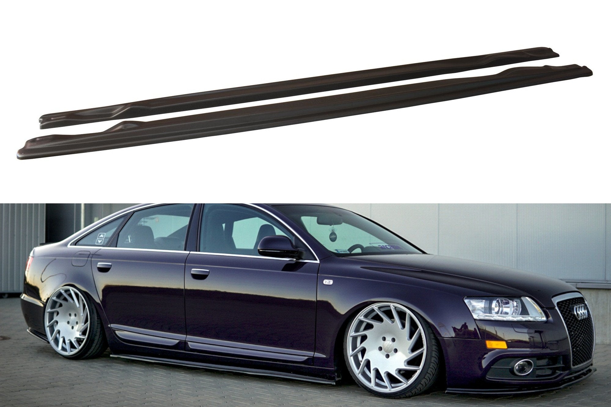 Maxton Design Seitenschweller Ansatz für AUDI A6 C6 S-LINE FL SEDAN schwarz Hochglanz
